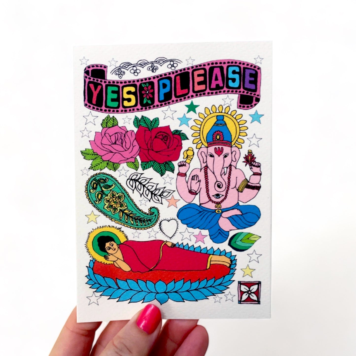 Flash Tattoo Greeting Card - Ganesh - Hella Kitsch