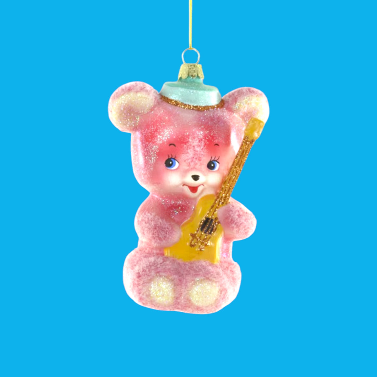 Cody Foster Vintage Pink Bear with Guitar Ornament