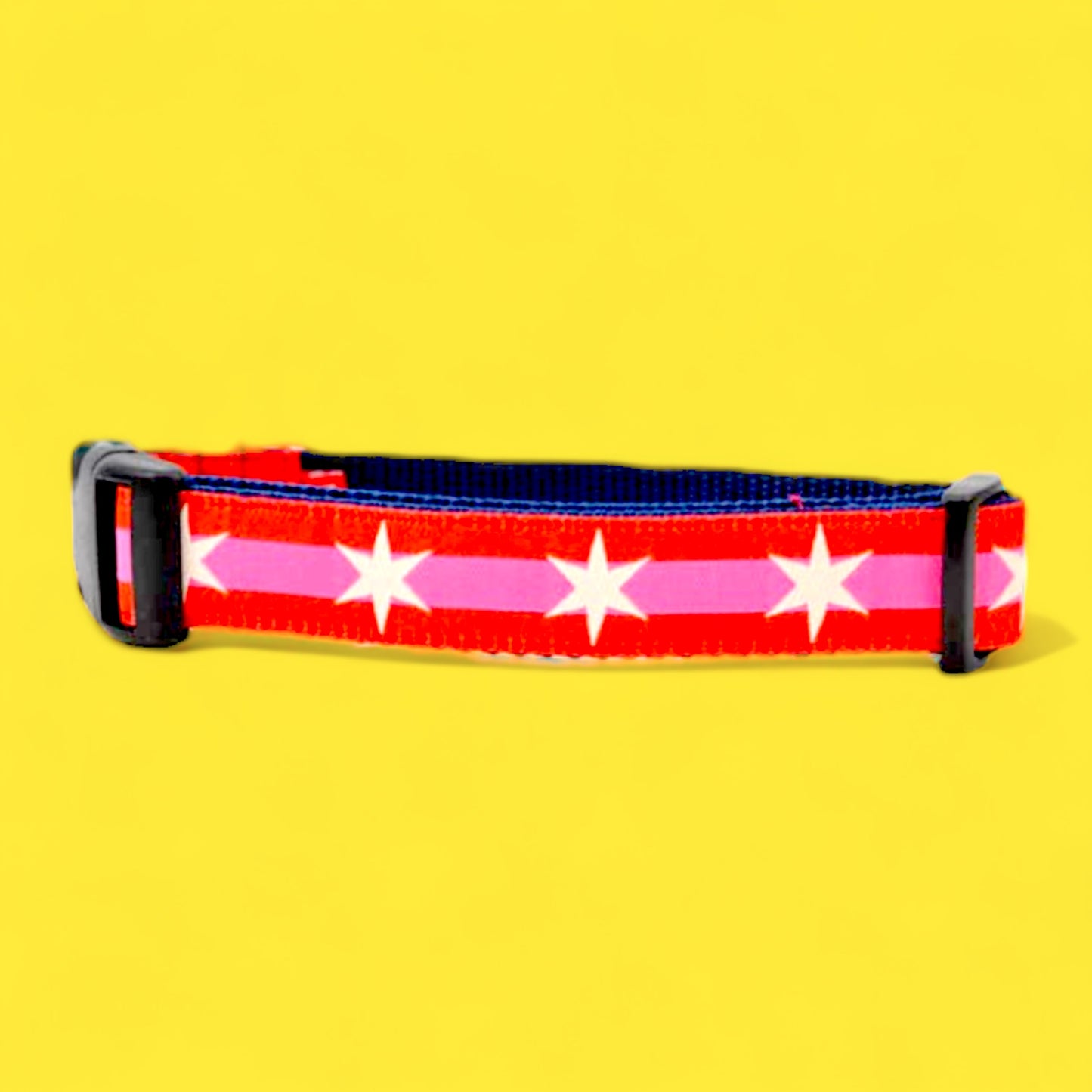 Six Point Star Dog Collar - Pink + Red - Hella Kitsch