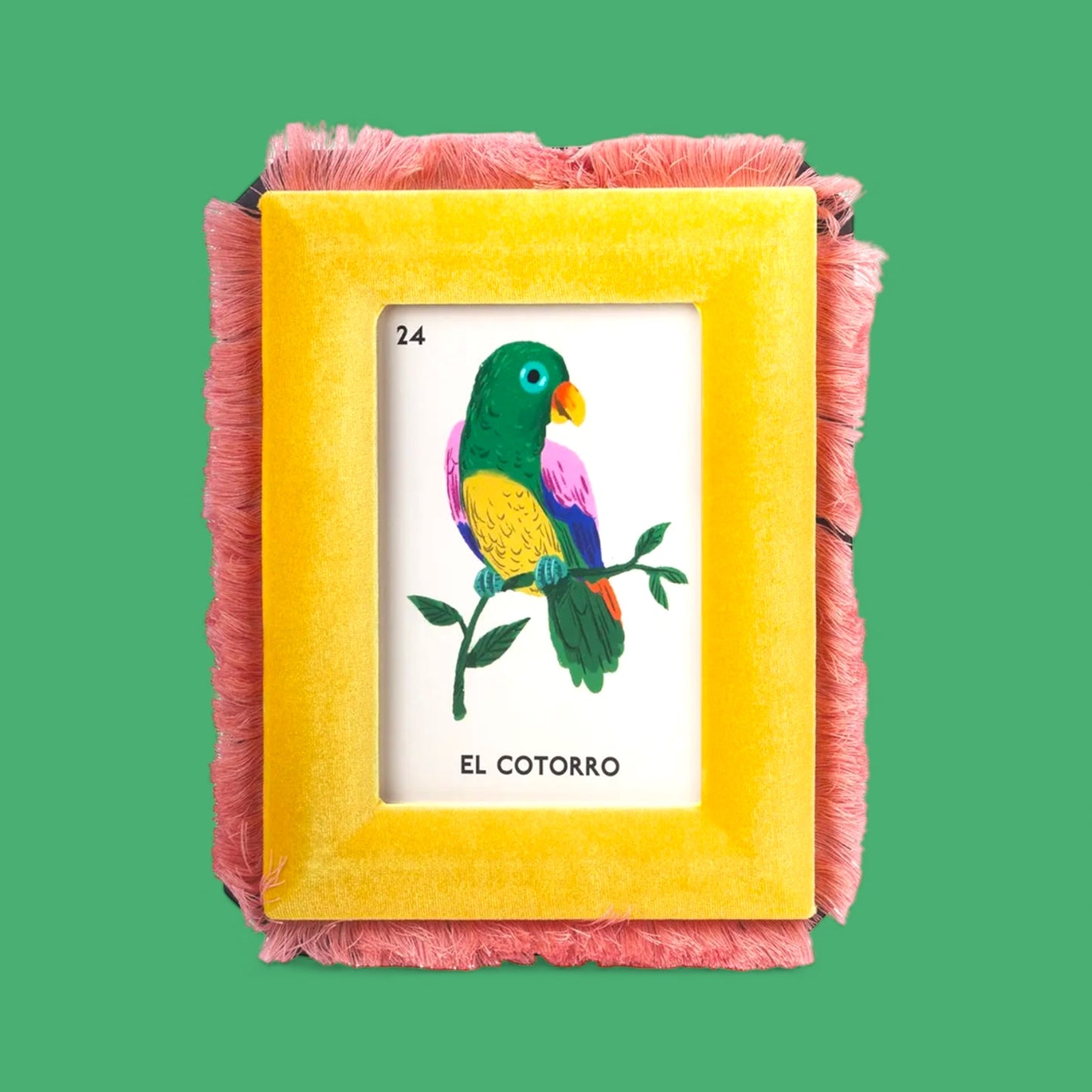 Yellow Velvet Fringe Photo Frame