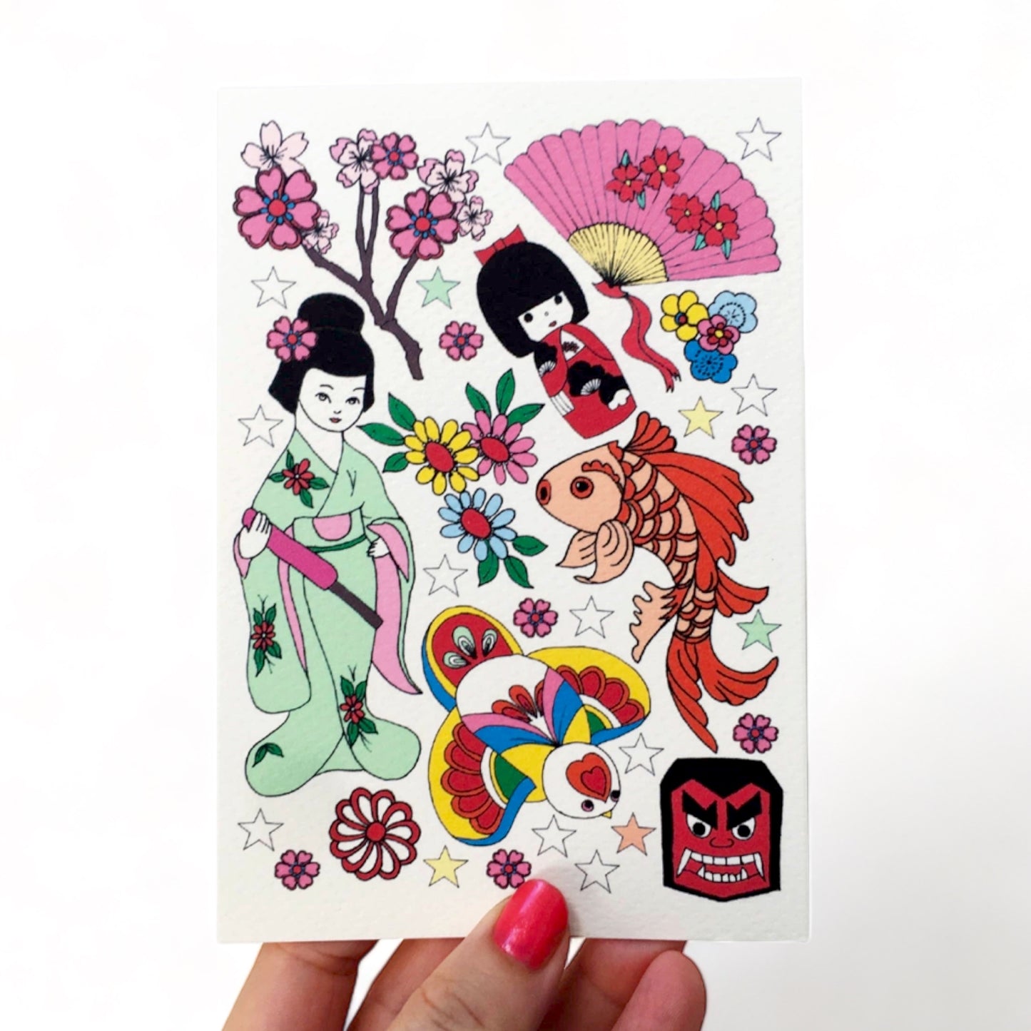 Tattoo Flash Greeting Card - Geisha - Hella Kitsch