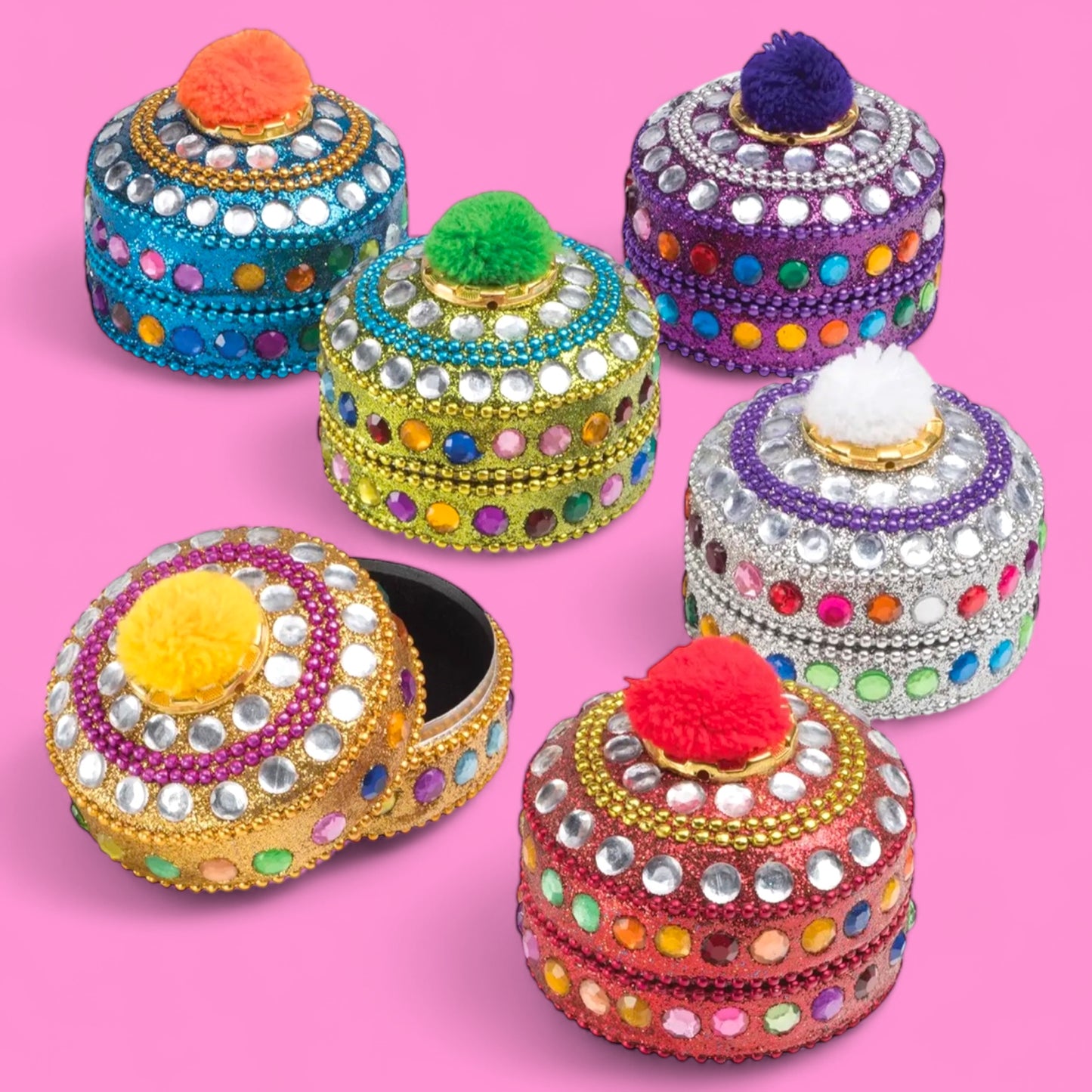 Glitter and Pom Pom Trinket Box - Hella Kitsch