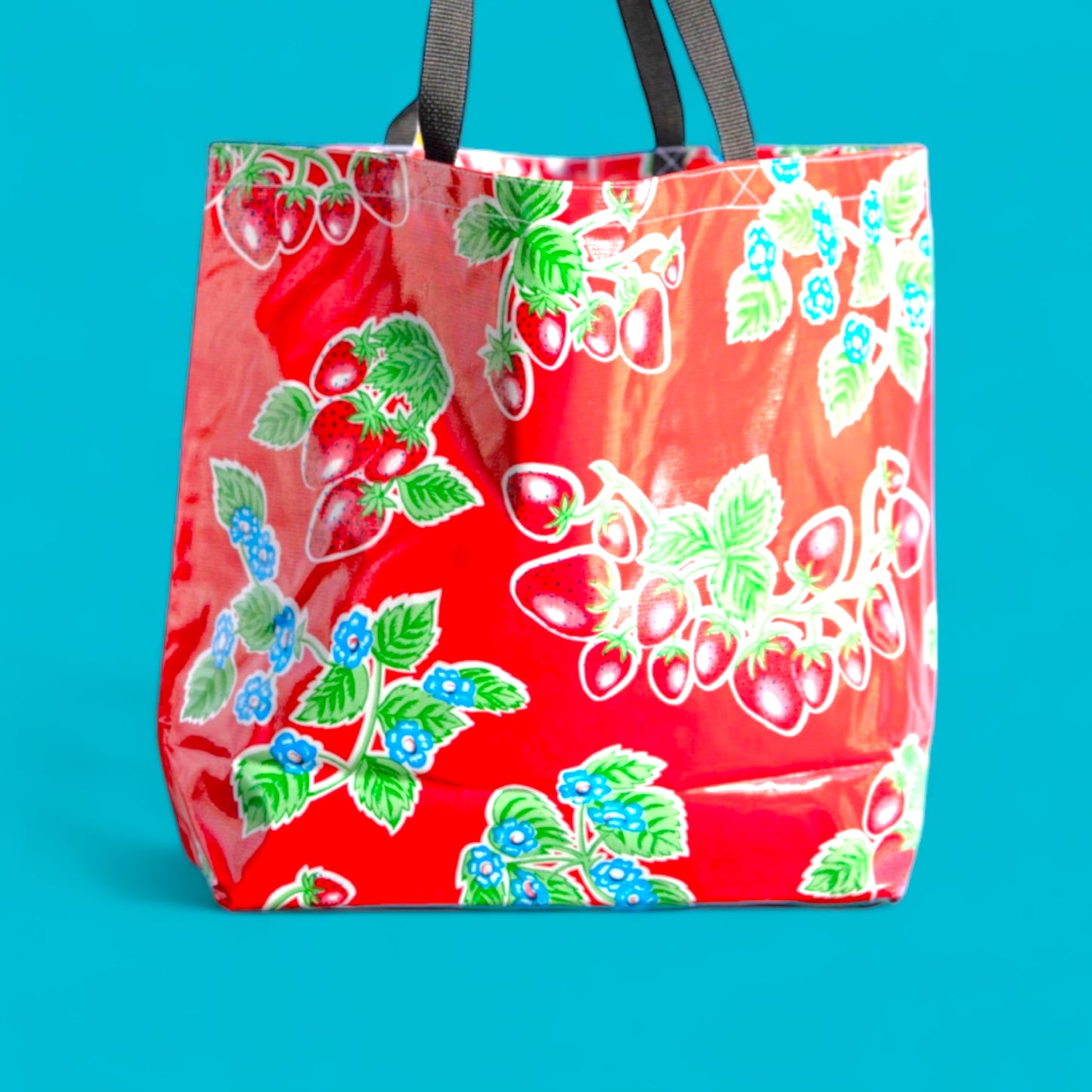 Large Red Strawberry Oilcloth Shopper - Hella Kitsch