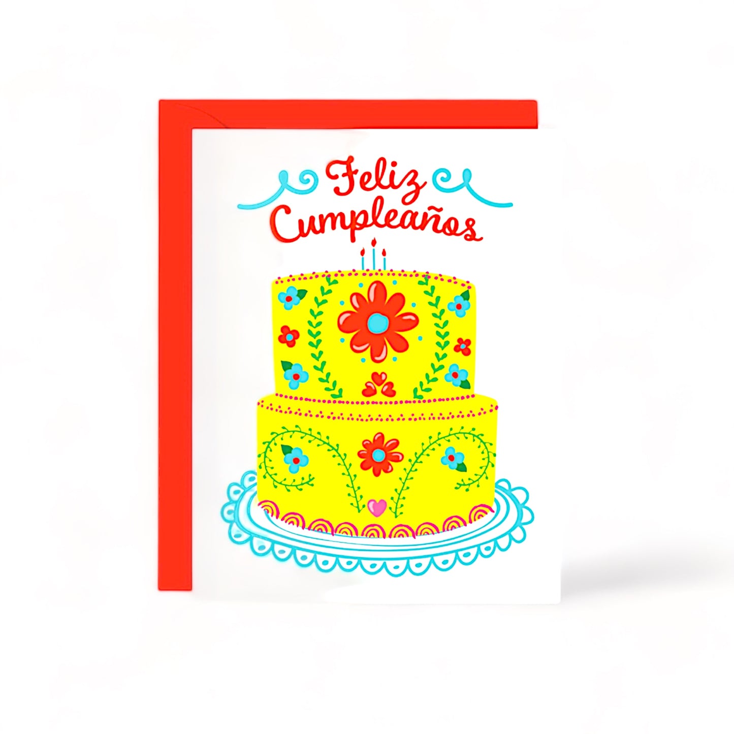 Mexican Embroidery Birthday Cake -Greeting Card - Hella Kitsch