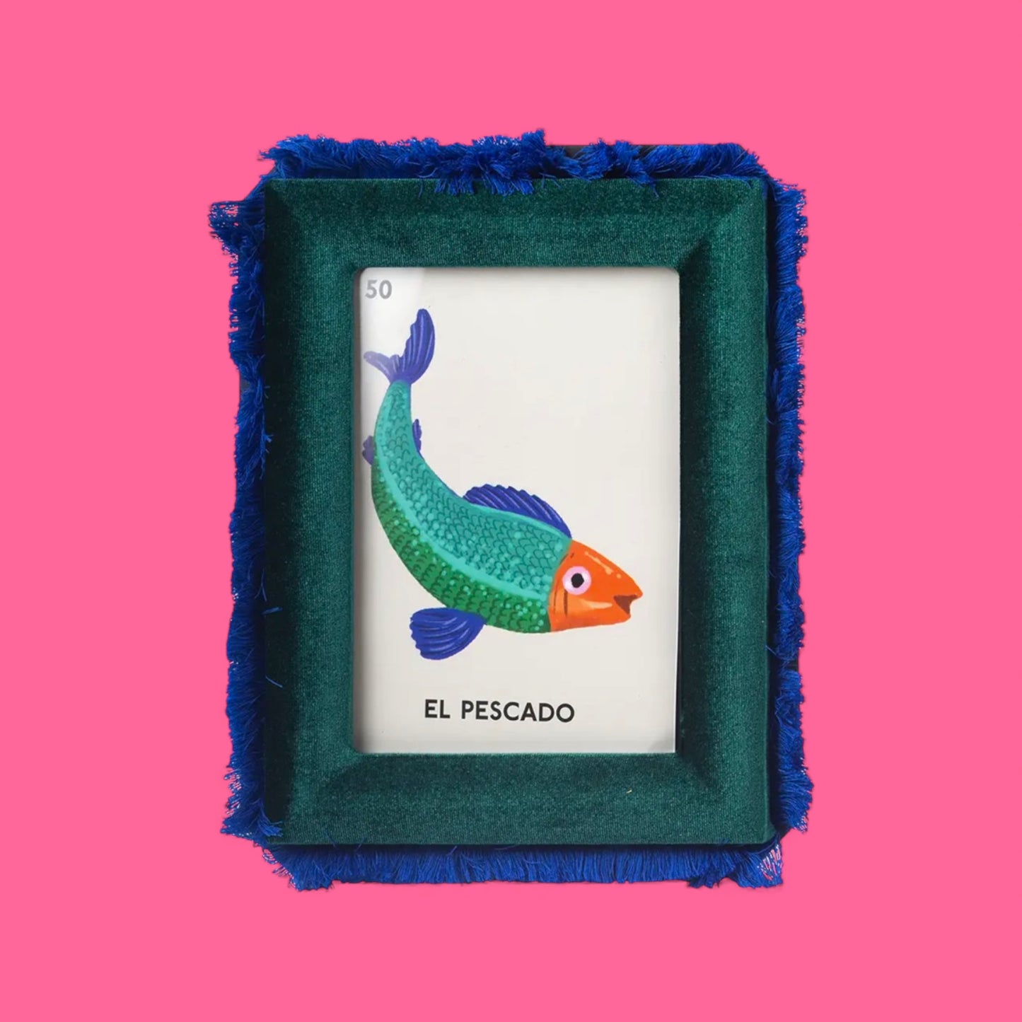 Green Velvet Fringe Photo Frame