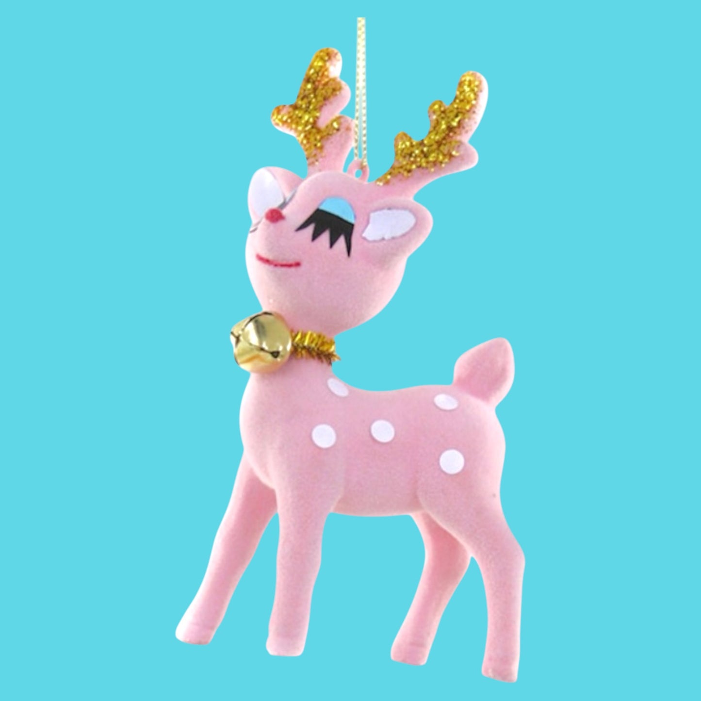 Cody Foster Retro Flocked Deer Christmas Ornament - Hella Kitsch