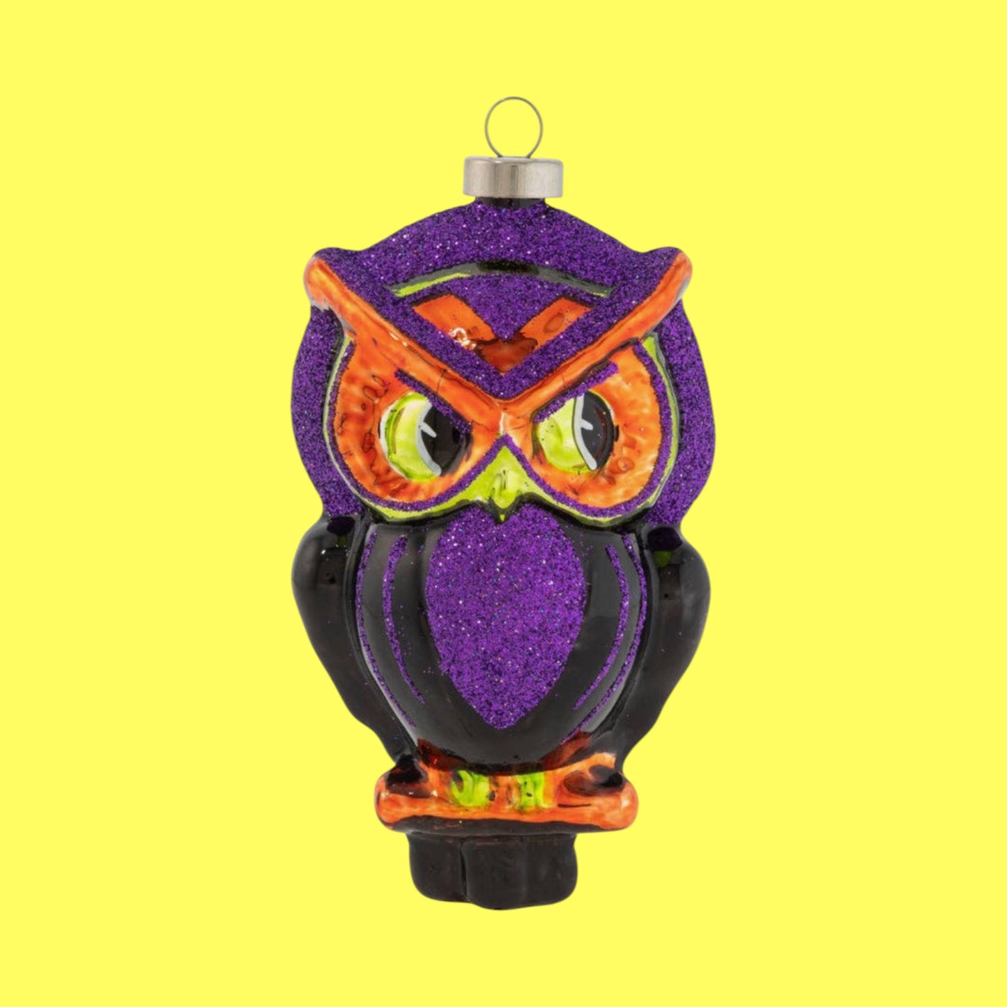 Ominous Owl Halloween Glass Ornament