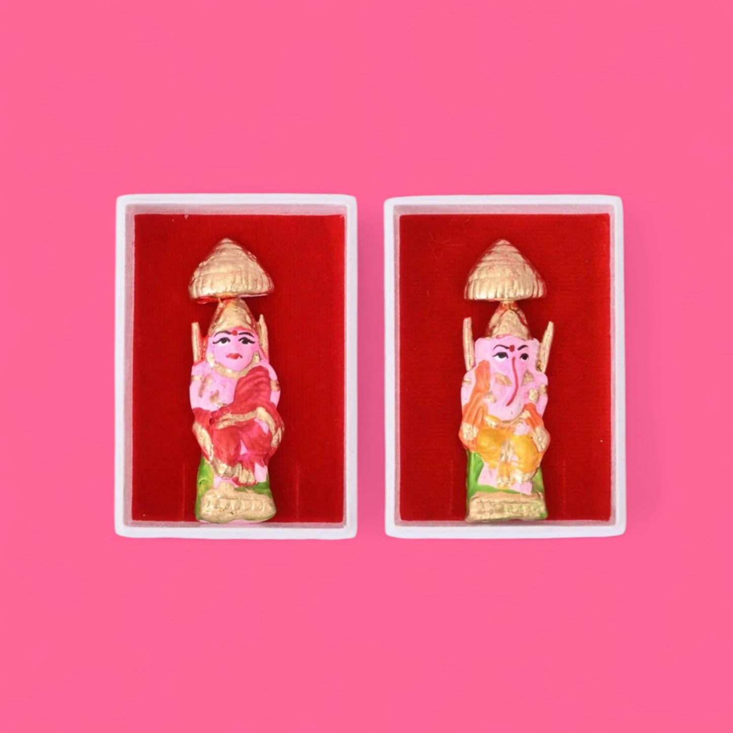 Mini Clay Ganesha and Lakshmi Idols - Hella Kitsch