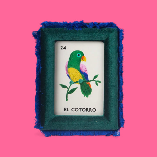 Green Velvet Fringe Photo Frame