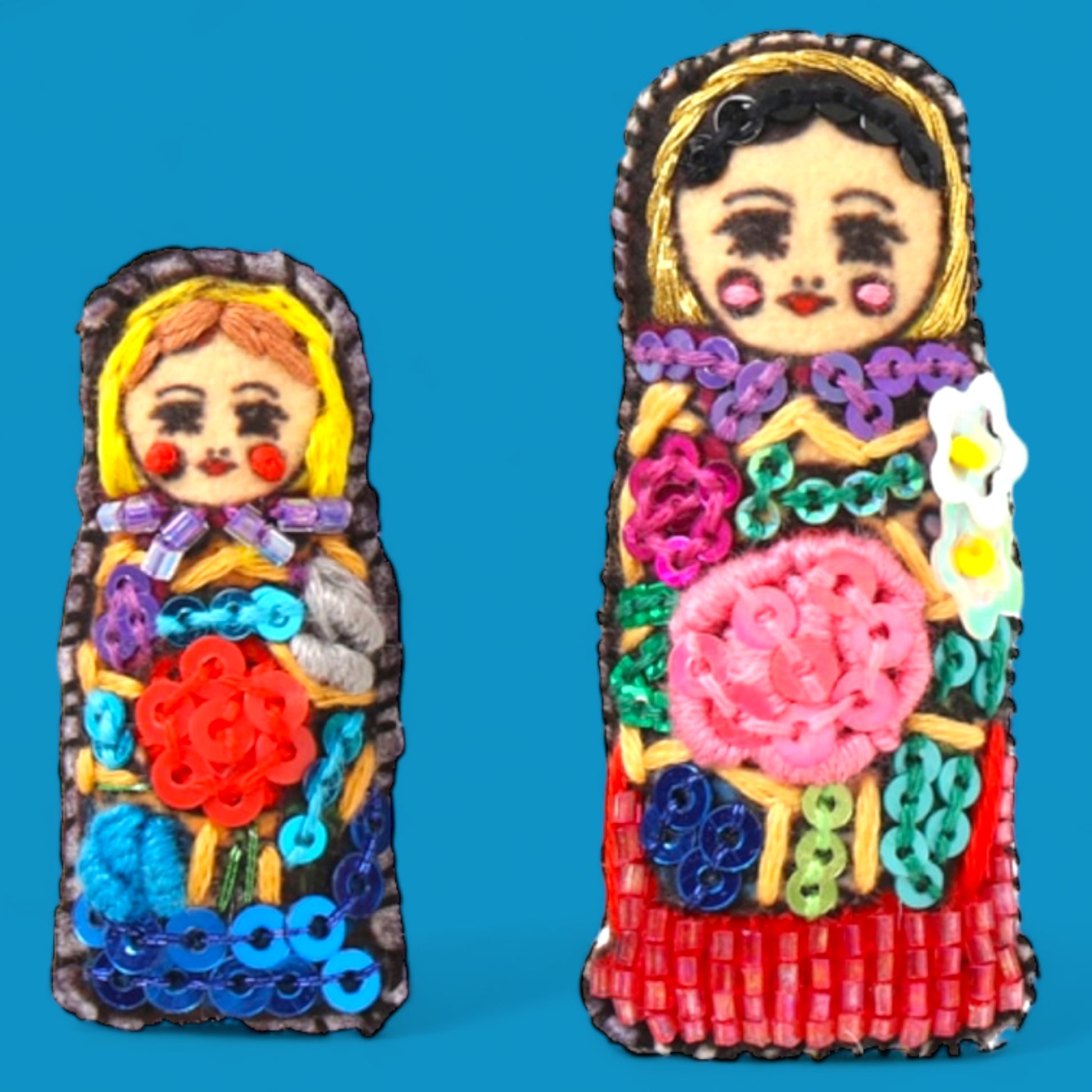 Embroidered Matryoshka Brooches - Hella Kitsch