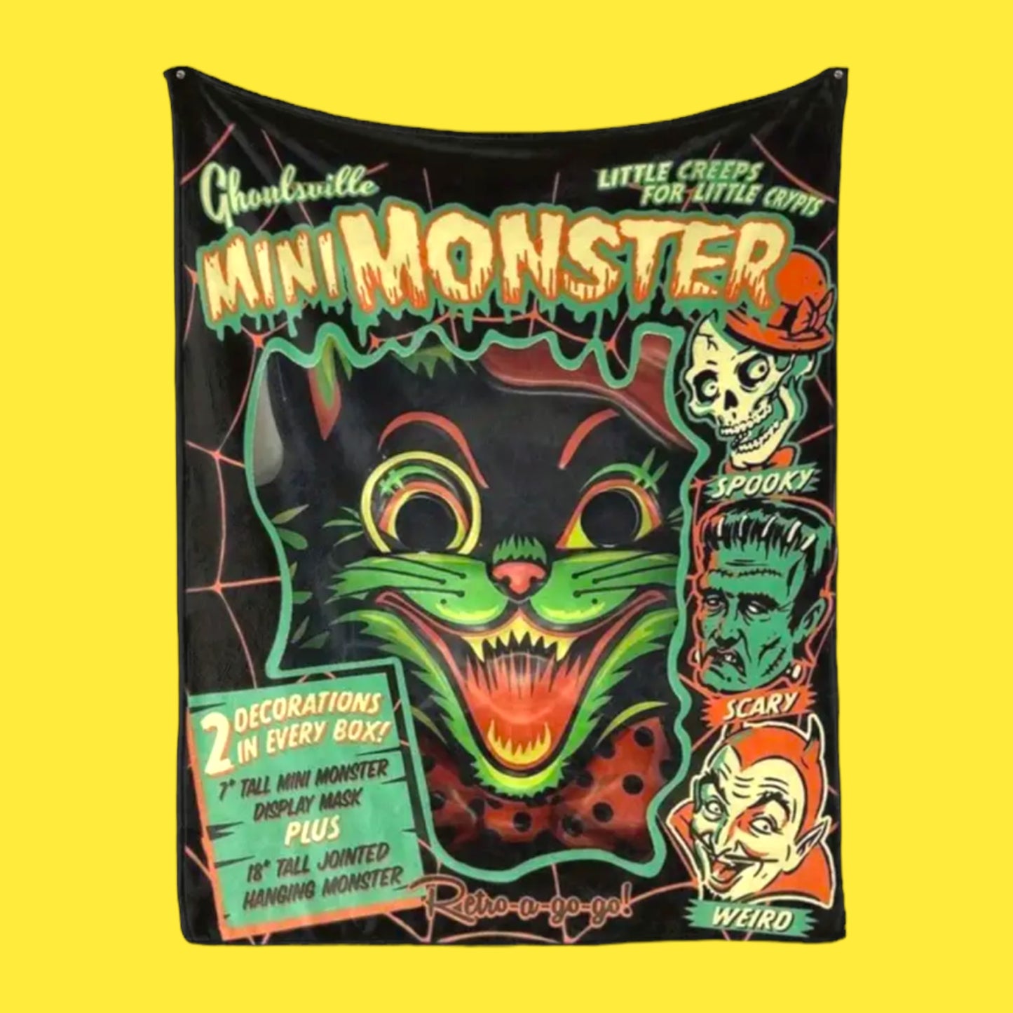 Retro-A-Go-Go 50 x 60” Ghoulsville Plush Halloween Throw Blanket