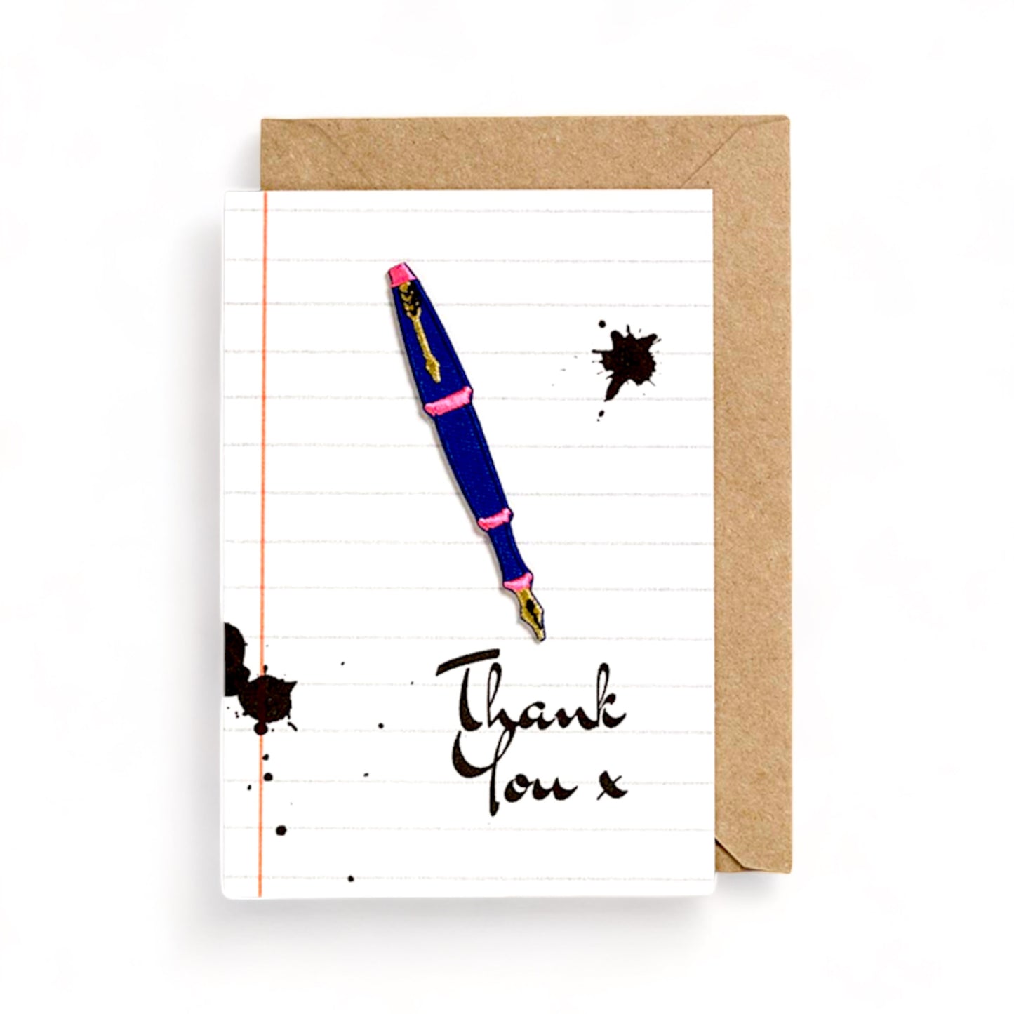 Ink Pen Patch Greeting Card - Thank You- Ink Blots