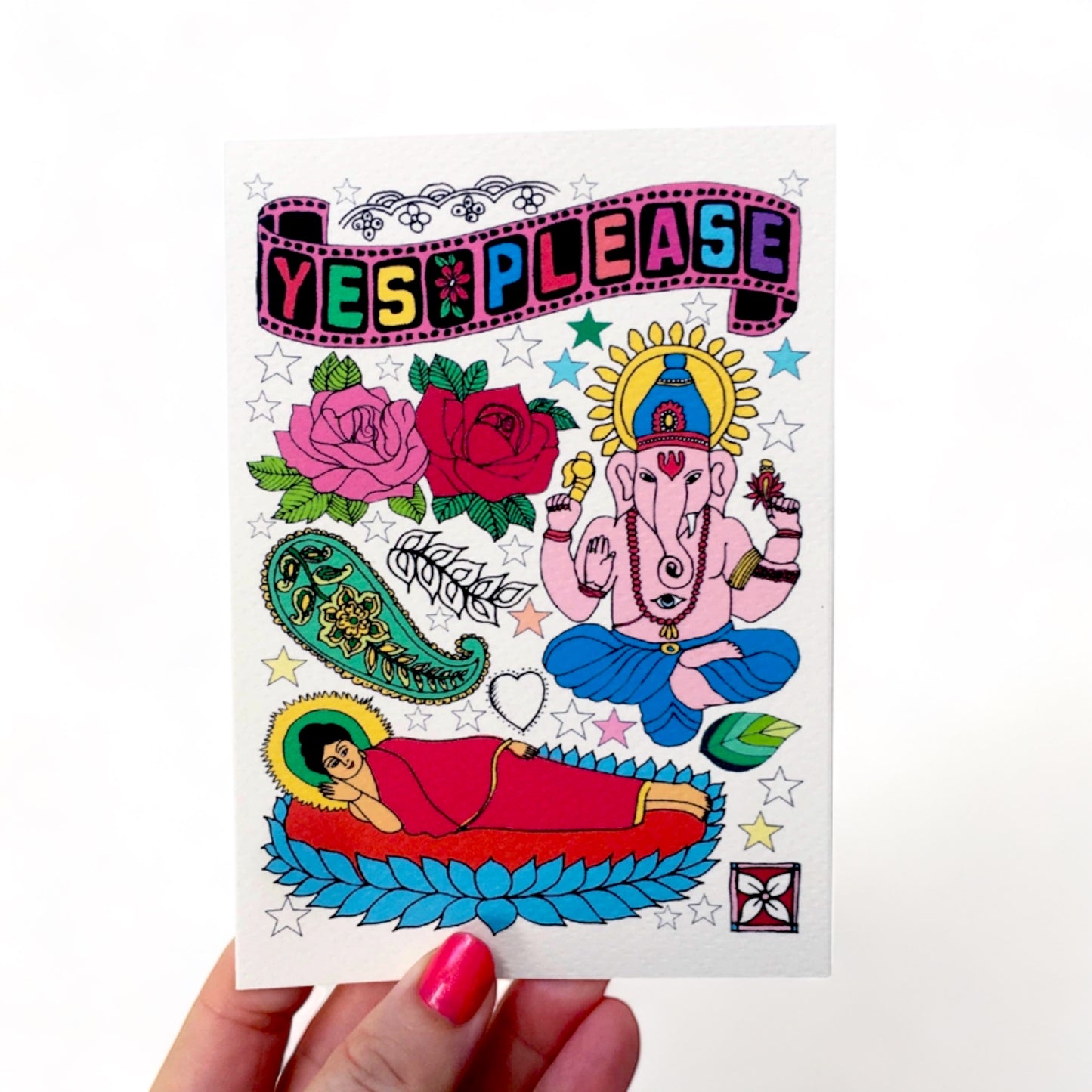 Flash Tattoo Greeting Card - Ganesh
