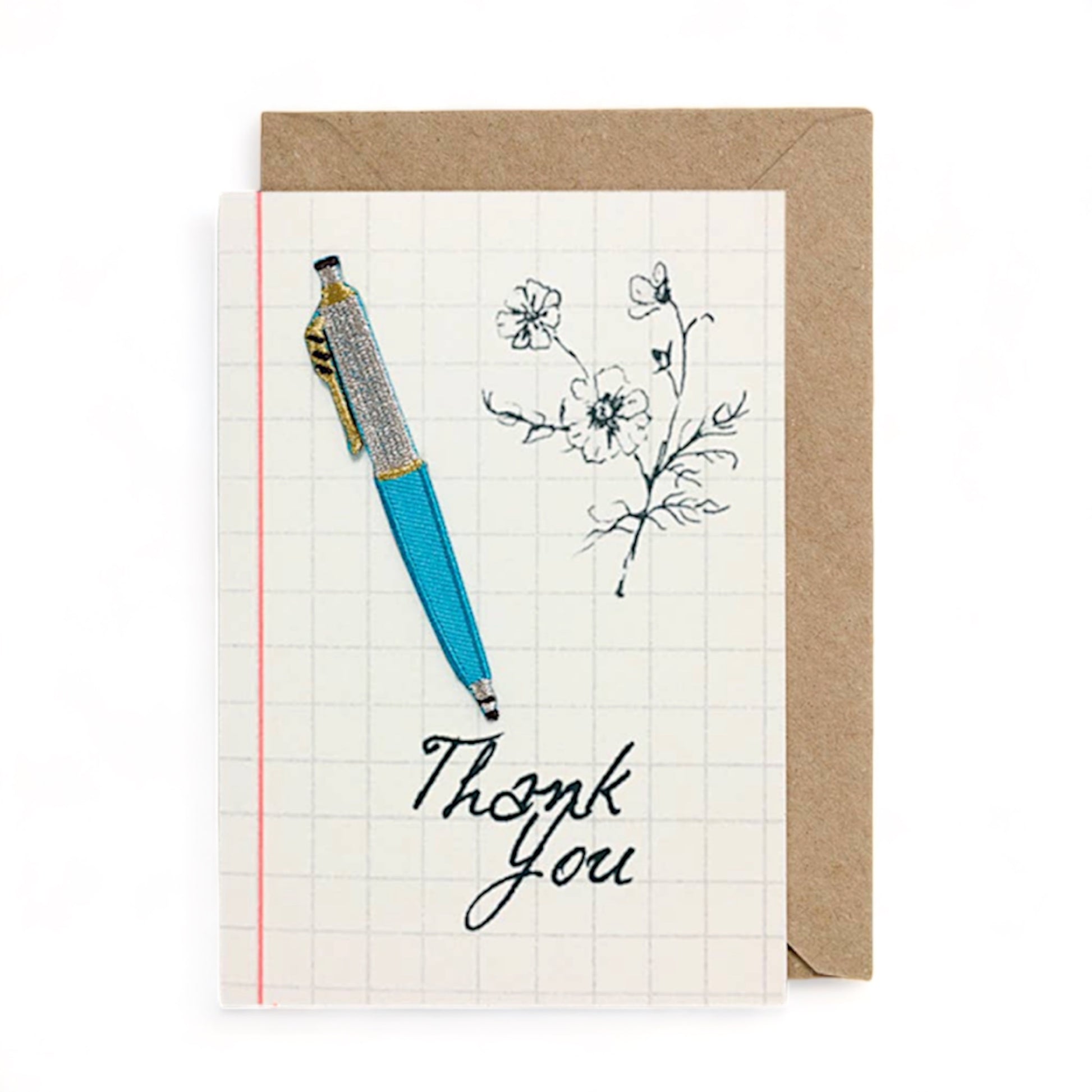 Ink Pen Patch Greeting Card - Thank You Doodle - Hella Kitsch