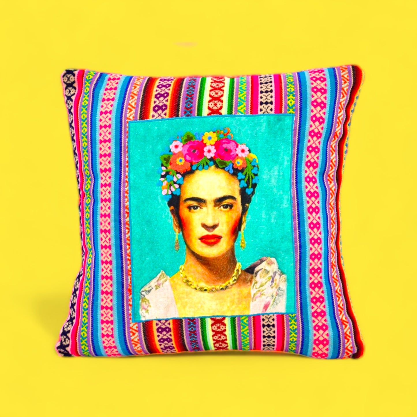 Patched Green Frida Serape Pillow