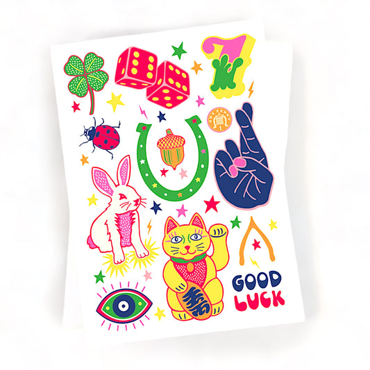 Good Luck Flash Greeting Card - Hella Kitsch
