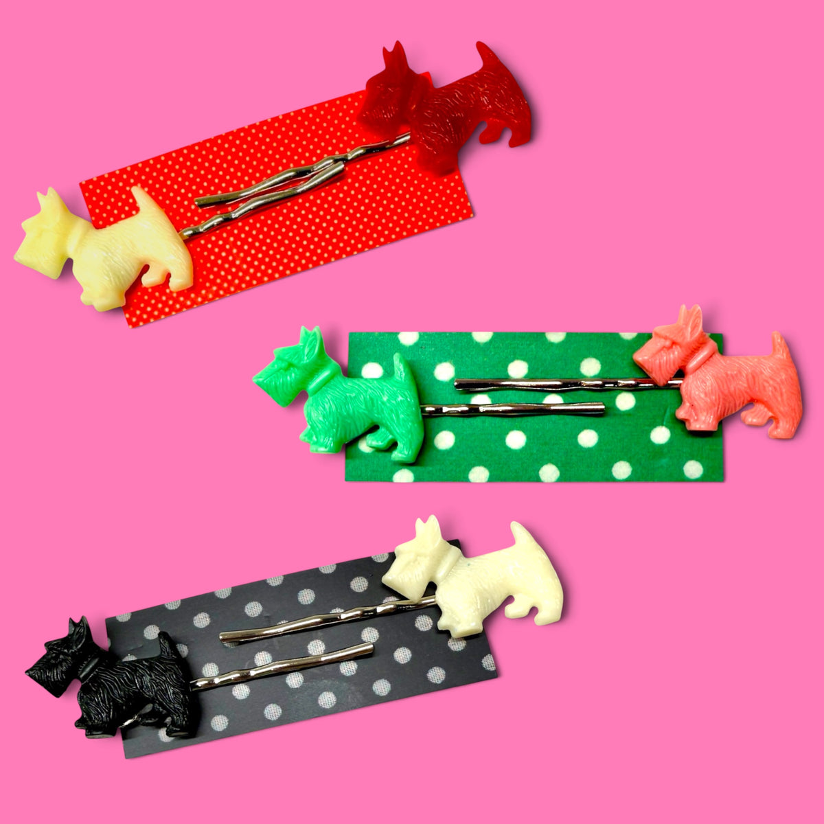 Retro Jarvis Scottie Dog Hair Slides
