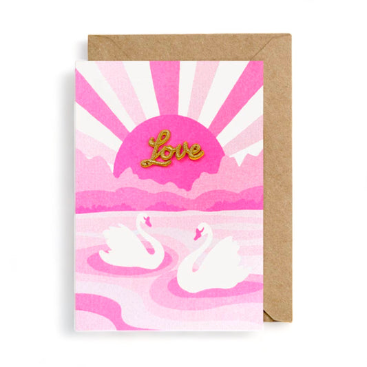 Love Swans Embroidered Card - Hella Kitsch