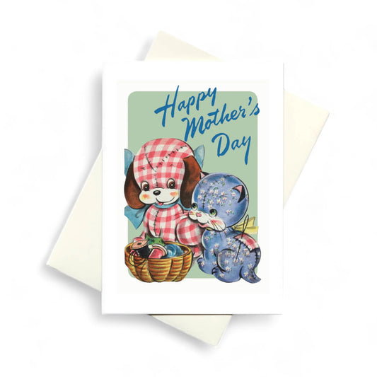 Vintage Kitty + Puppy Mother’s Day - Greeting Card - Hella Kitsch