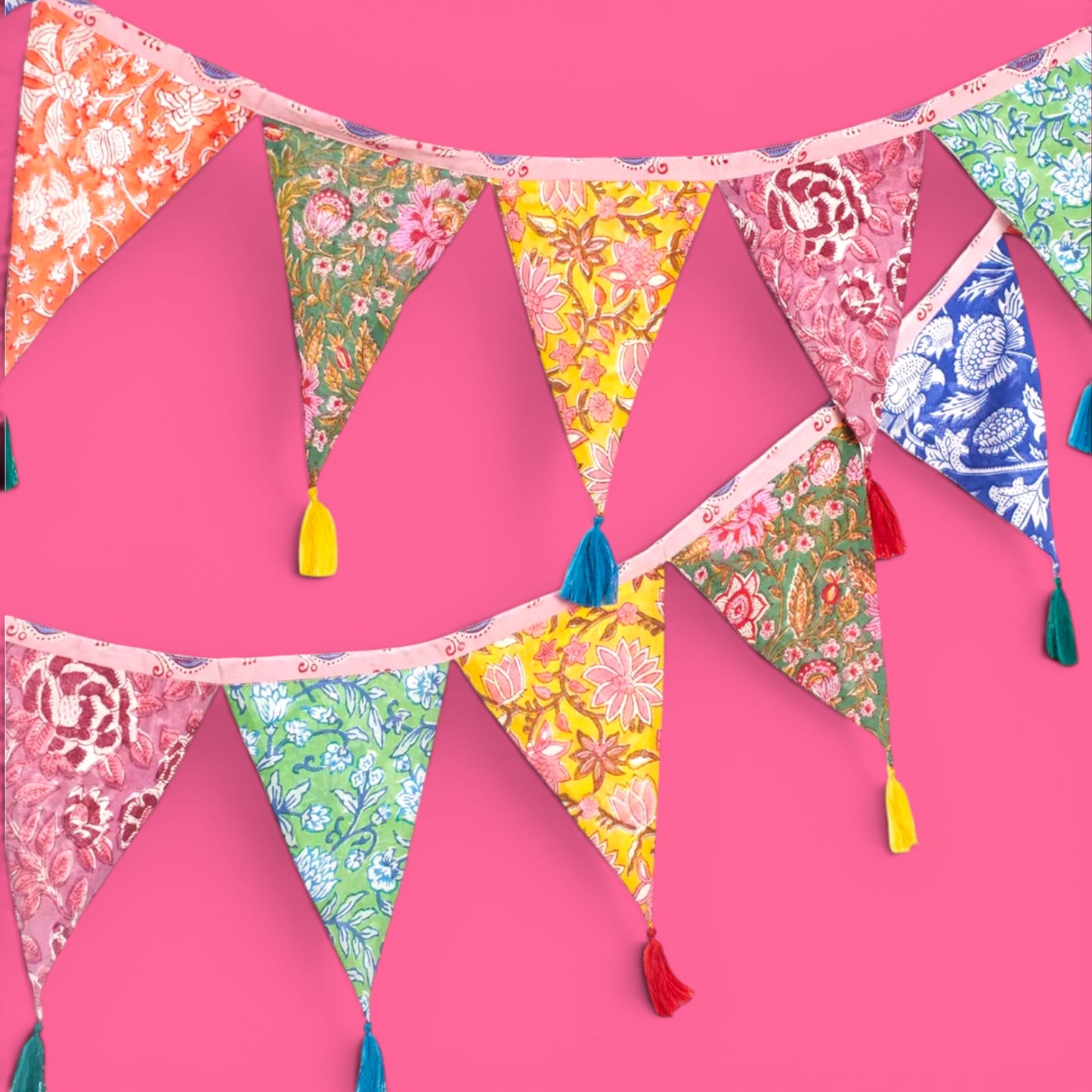 Block Print Bunting With Tassels