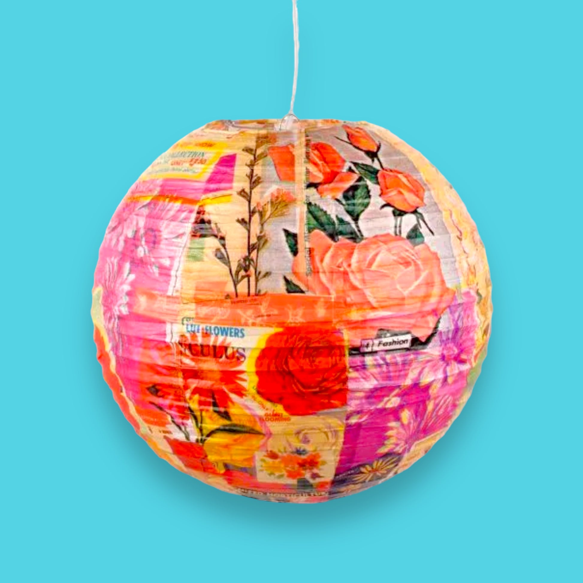 Vintage Floral Collage Paper Lantern - Hella Kitsch