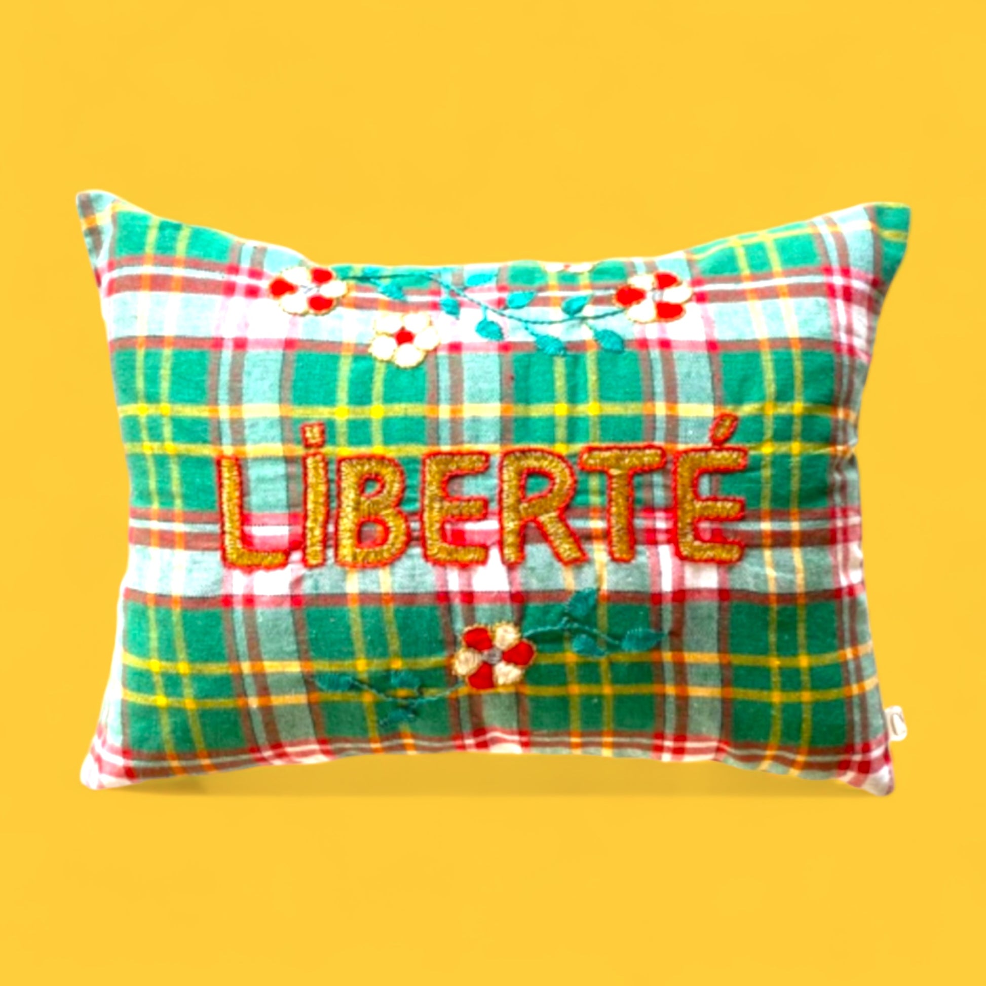 French Embroidered Pillow - Liberte - Hella Kitsch