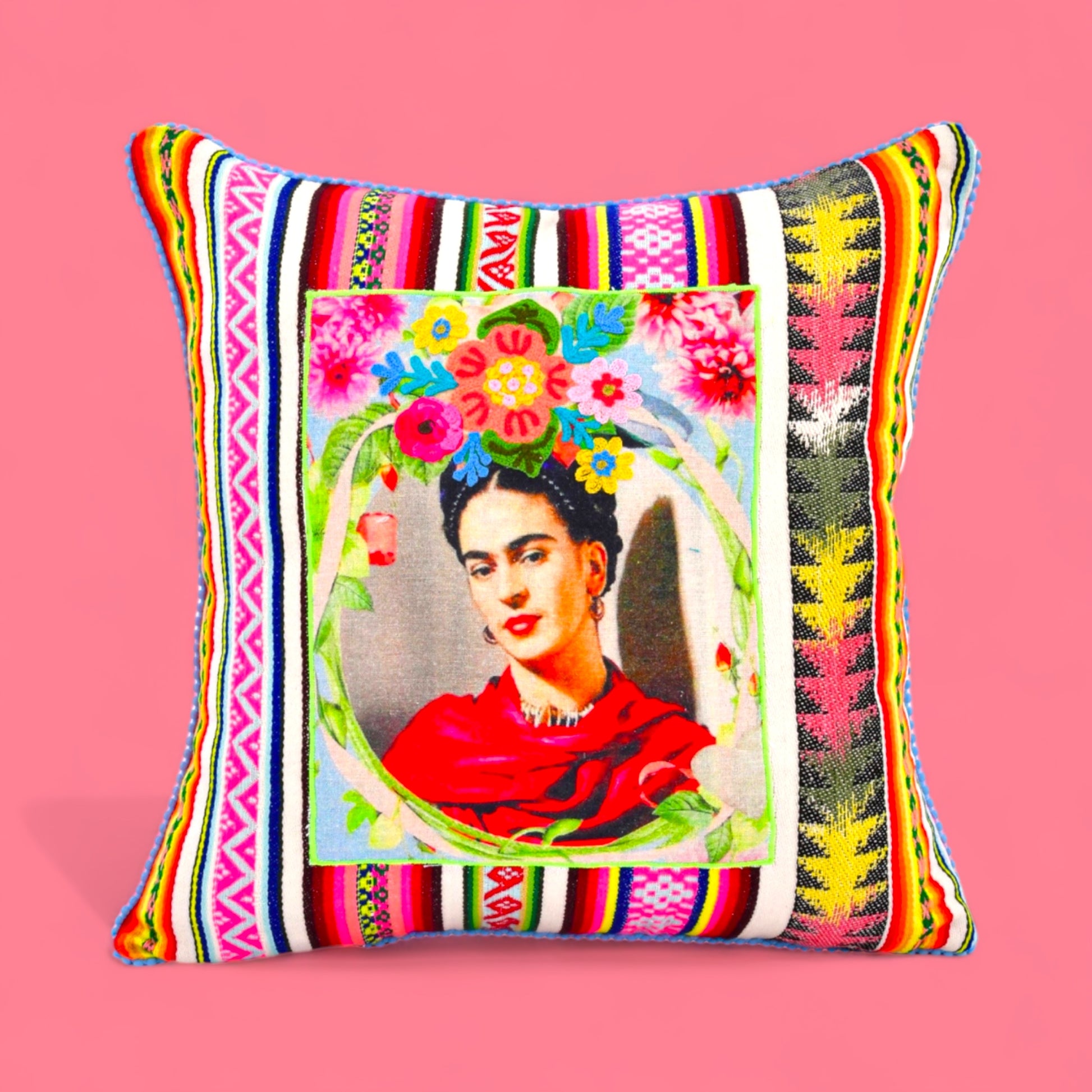 Patched Rose Frida Pillow - Hella Kitsch