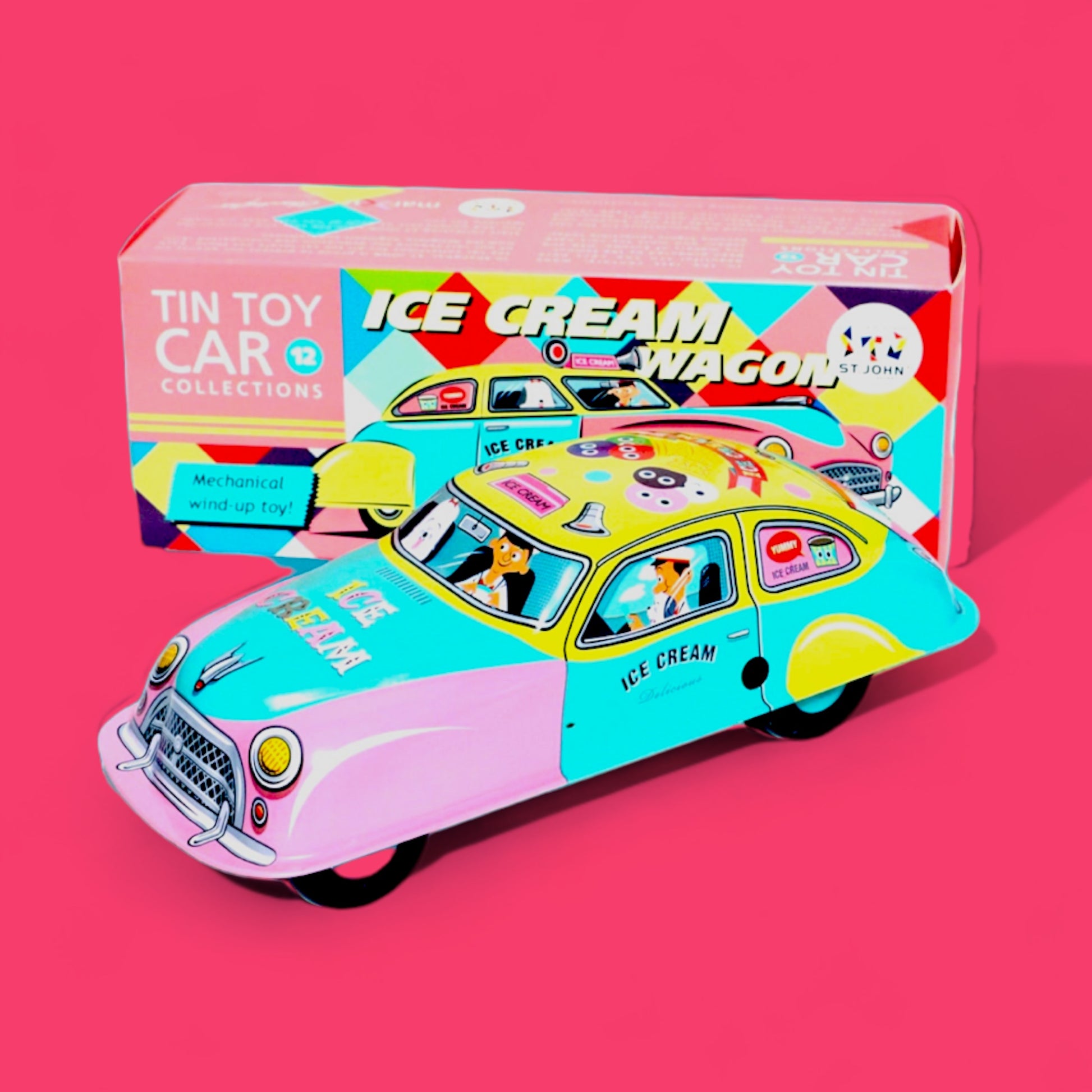 Ice Cream Wagon Tin Wind-Up Car - Hella Kitsch