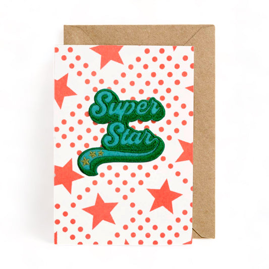 Embroidered Patch Greeting Card - Super Star