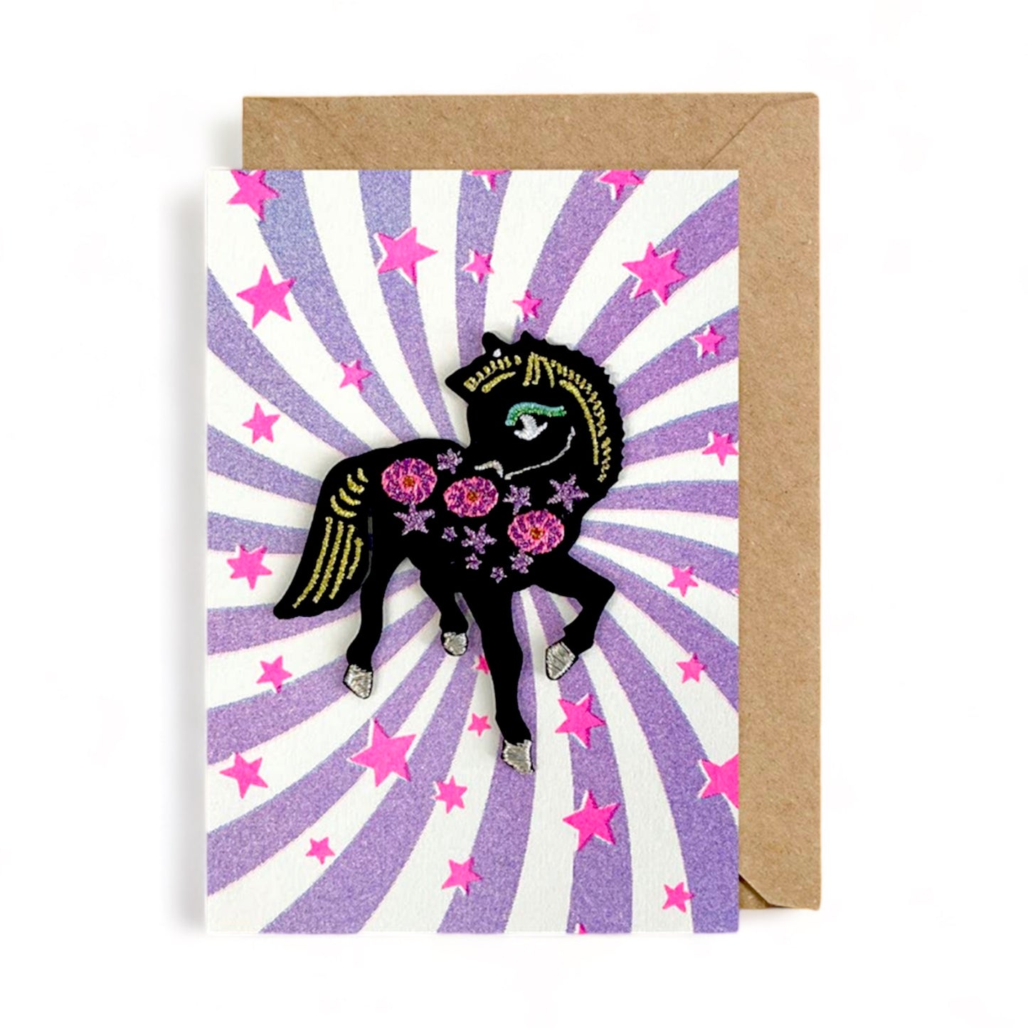Embroidered Patch Greeting Card - Pegasus