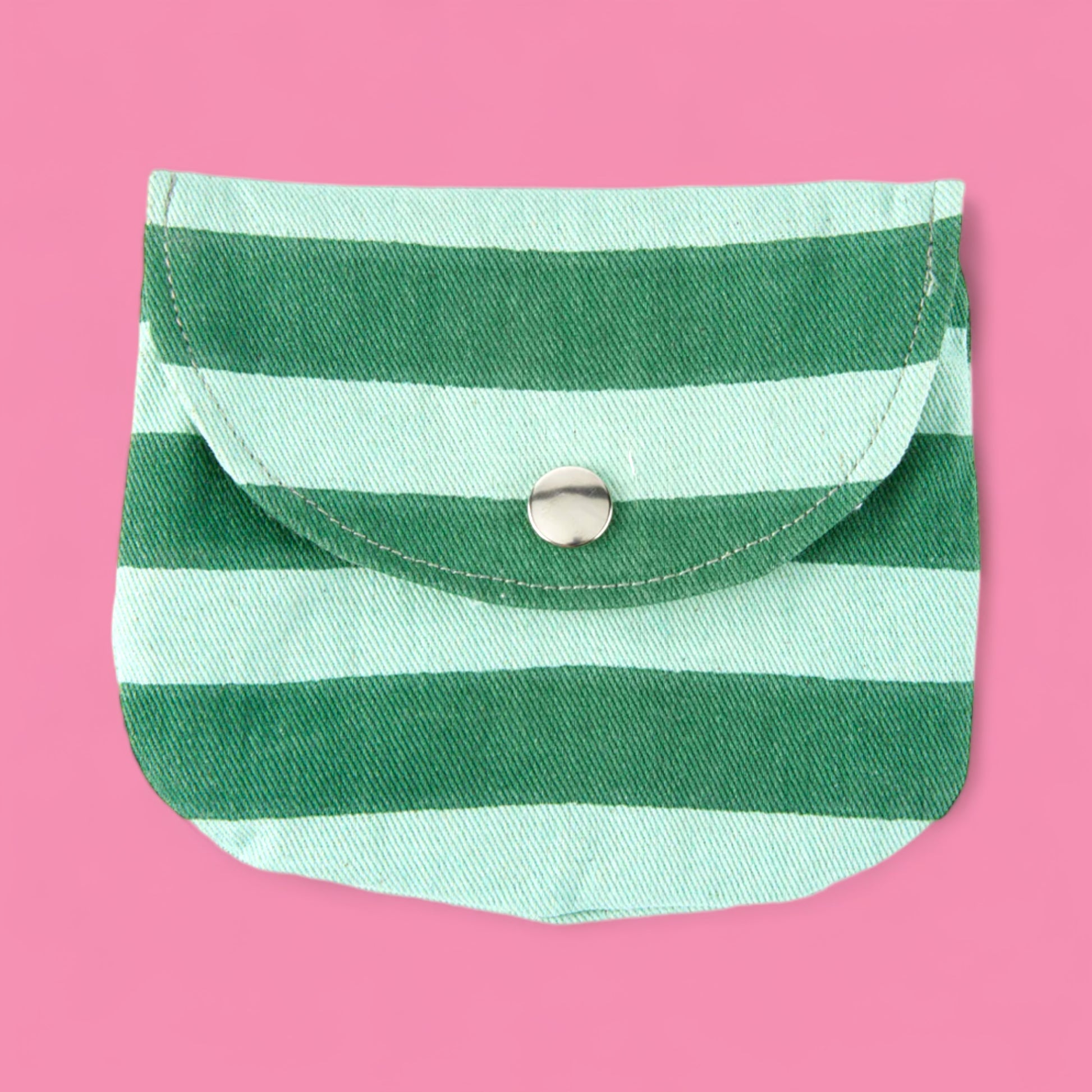 Randa Striped Cotton Purse - Green + Light Green - Hella Kitsch