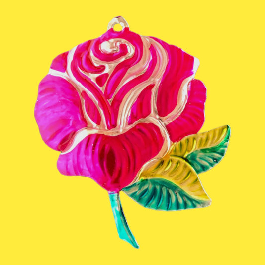 Hand-Painted Tin Rose Ornament