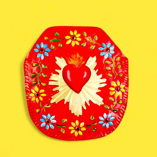 Wall Plaque with Radiating Heart - Red