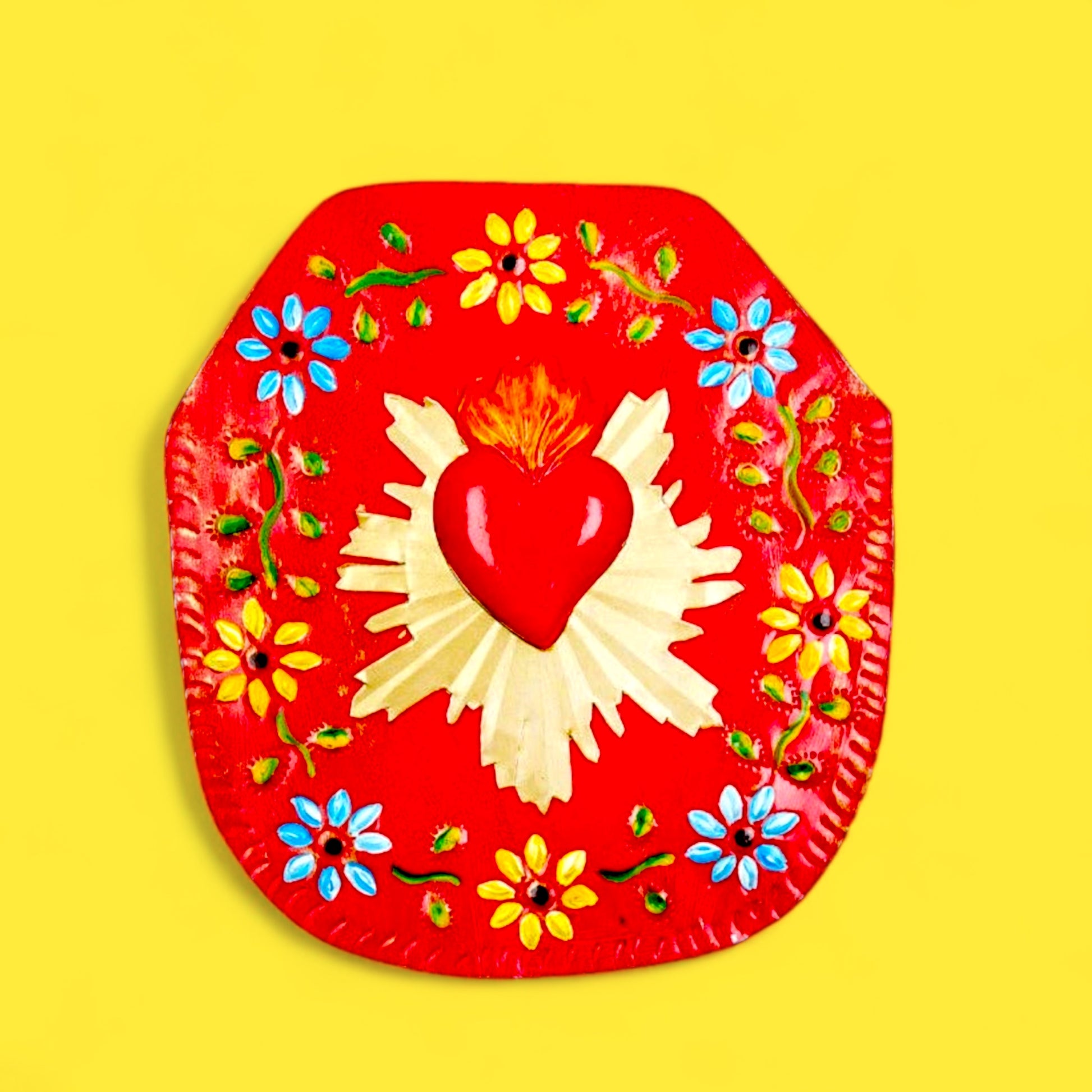 Wall Plaque with Radiating Heart - Red - Hella Kitsch