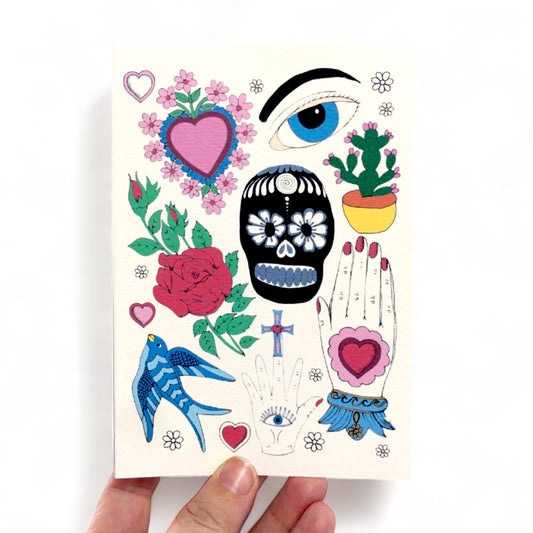Tattoo Flash Greeting Card - Mexico - Hella Kitsch