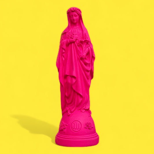 Mary With Flowers Statuette - Pink