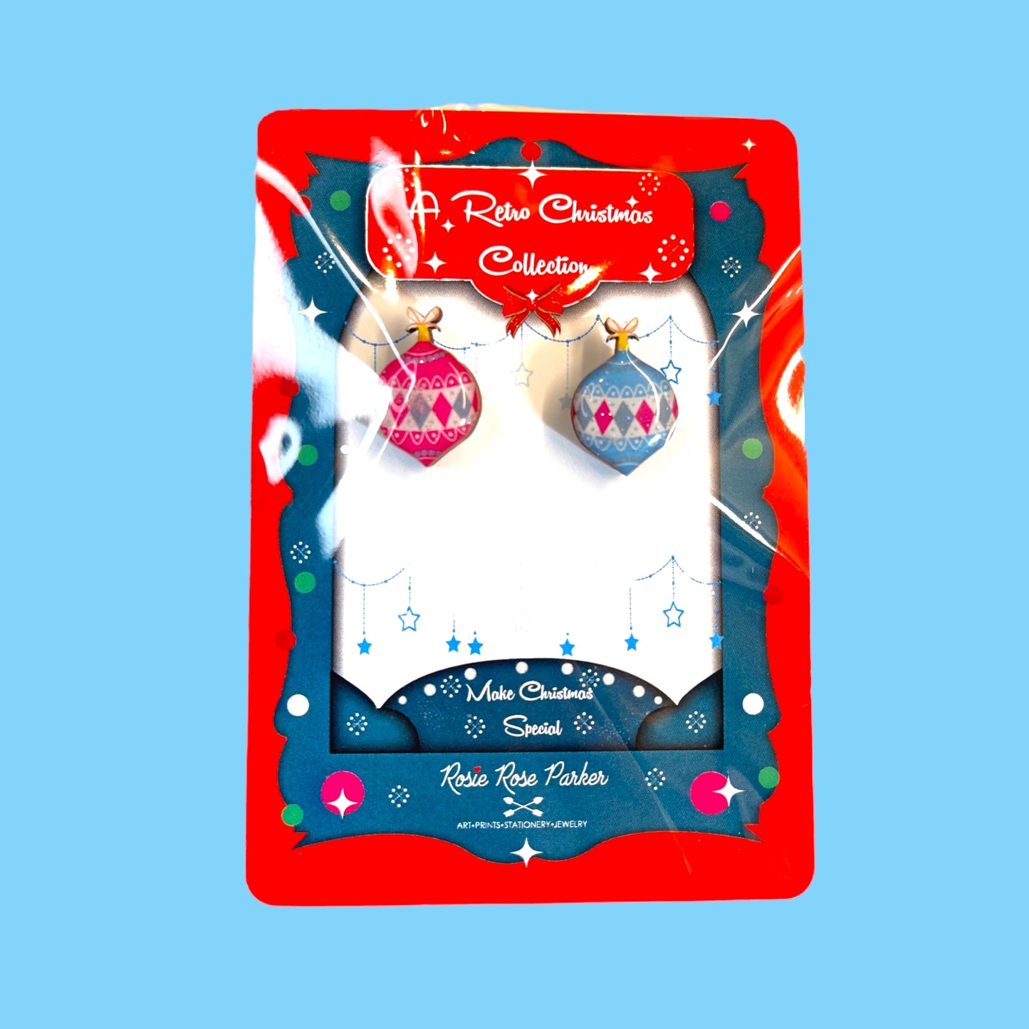 Retro Christmas Ornament Stud Earrings - Hella Kitsch