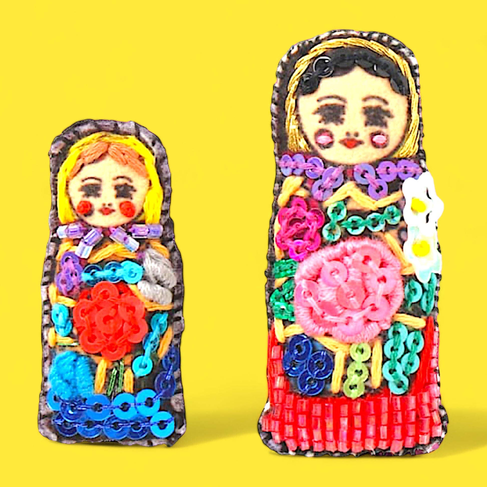 Embroidered Matryoshka Brooches - Hella Kitsch