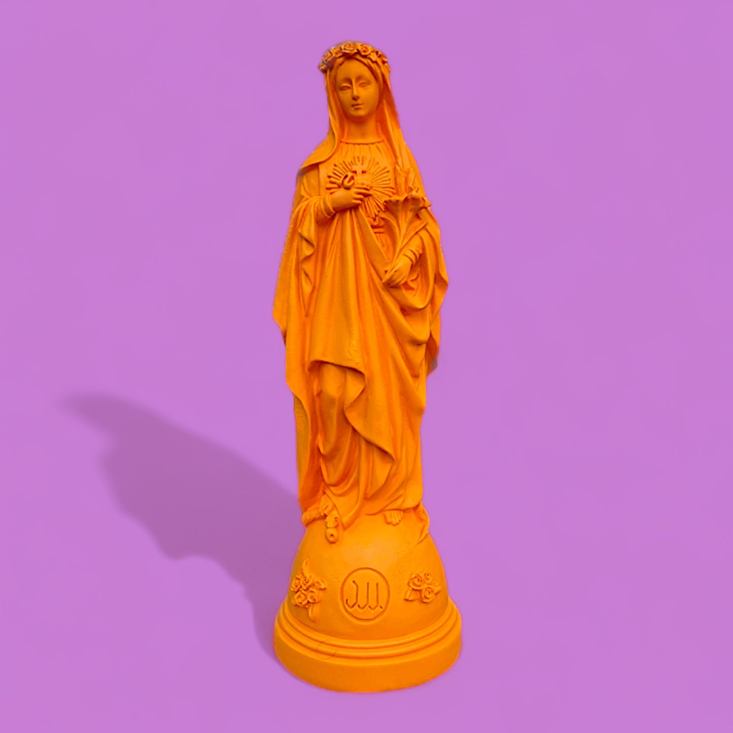 Mary With Flower Statuette - Orange