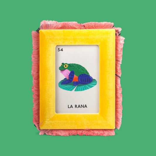 Yellow Velvet Fringe Photo Frame