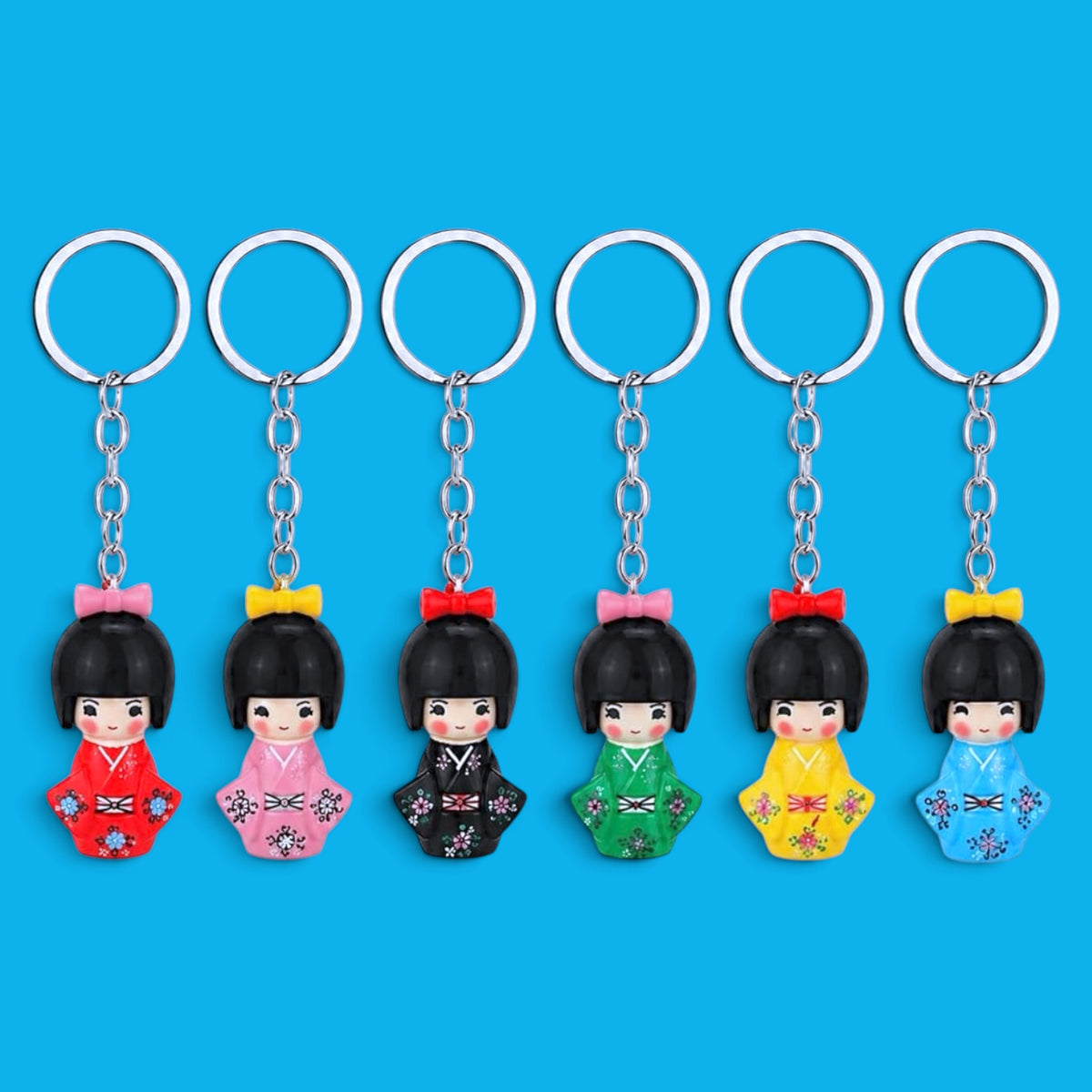 Traditional Japanese Kokeshi Keychains