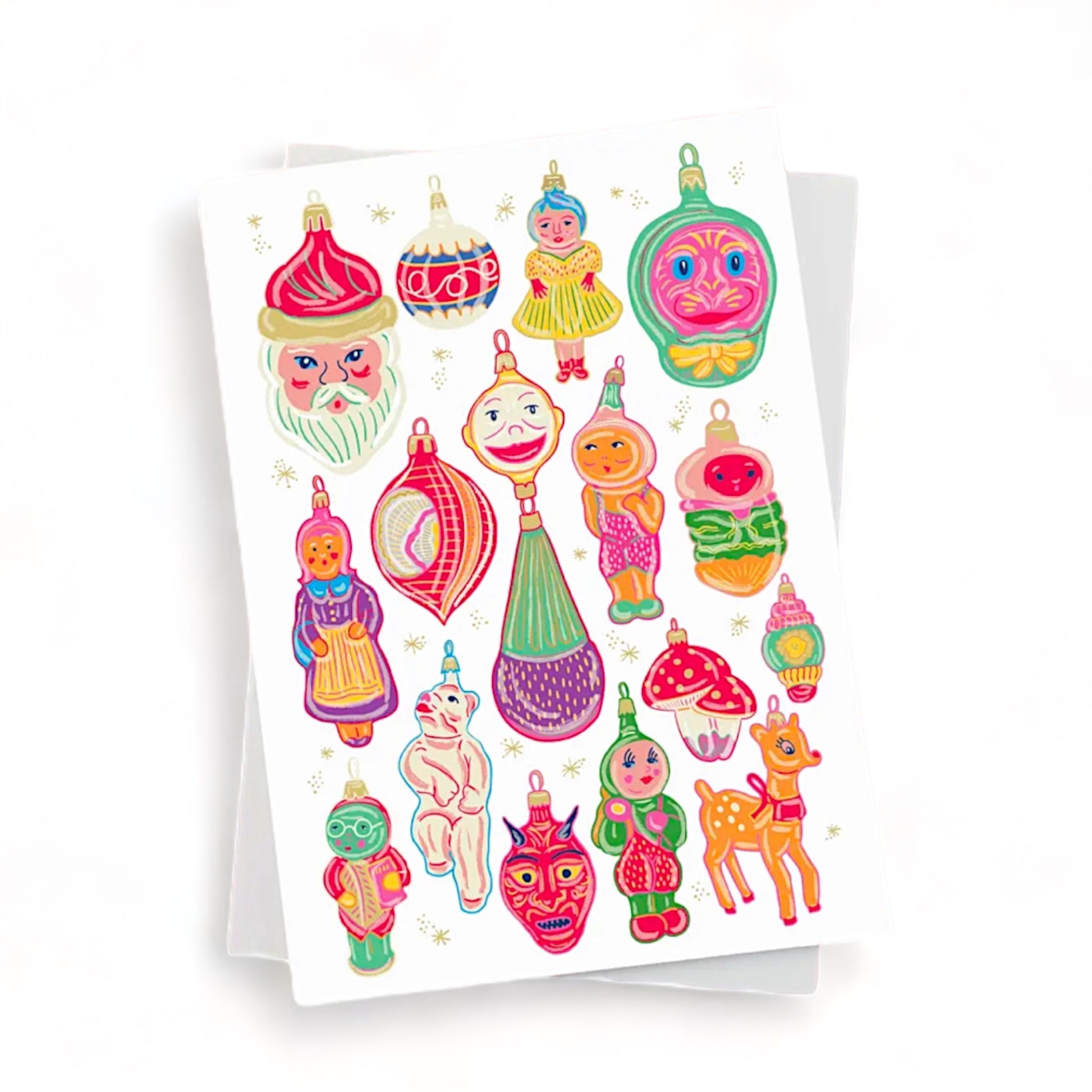 Kitschy Christmas Ornaments Greeting Card - Hella Kitsch