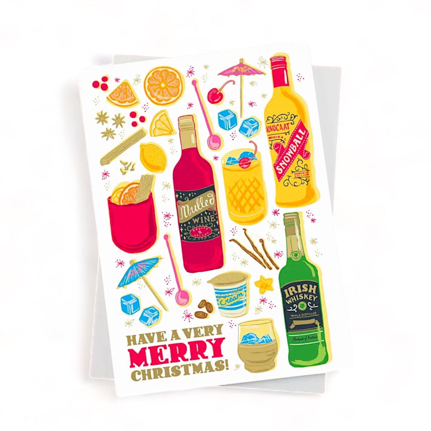 Merry Christmas Drinks Greeting Card - Hella Kitsch