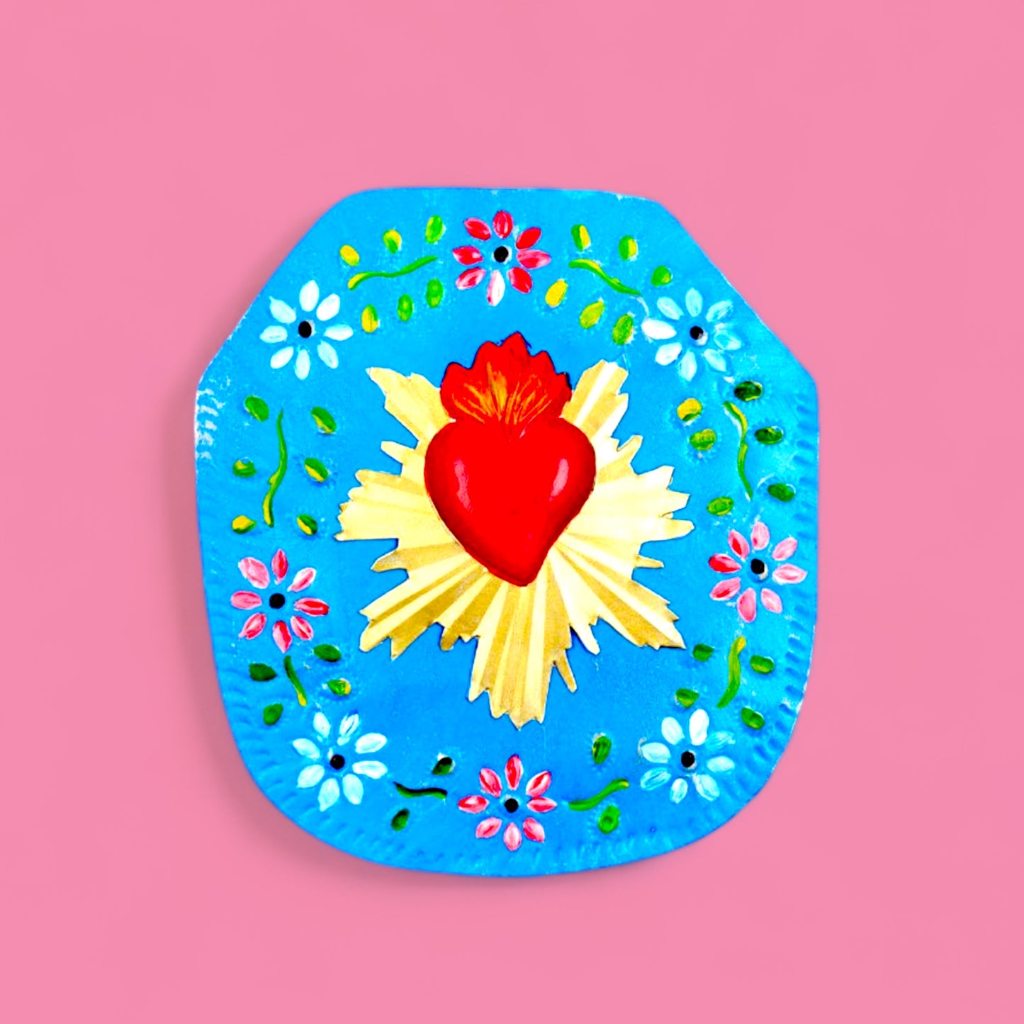 Wall Plaque with Radiating Heart - Blue - Hella Kitsch