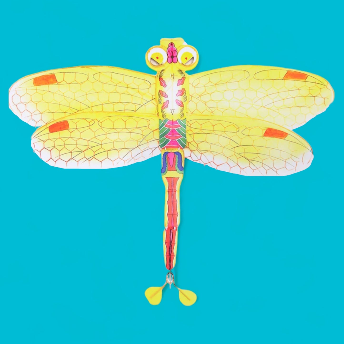 Hand-Painted Silk Dragonfly Kite - Yellow - Hella Kitsch