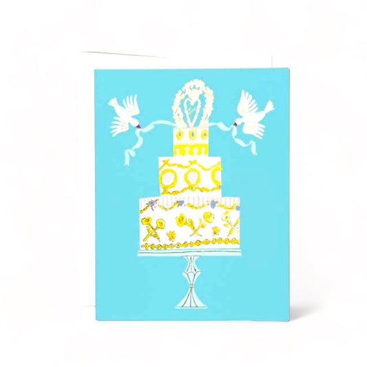 Two Doves Wedding Cake - Greeting Card