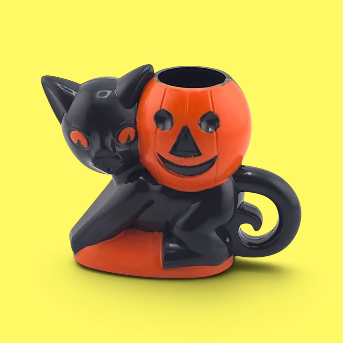 Retro Inspired 1950’s Black Cat/Jack O’Lantern Candy Container