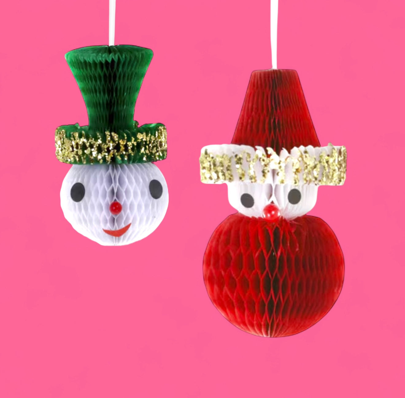 Cody Foster Honeycomb Santa or Snowman - Ornaments - Hella Kitsch