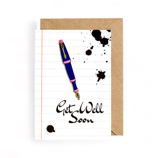 Ink Pen Patch Greeting Card - Get Well Soon - Hella Kitsch