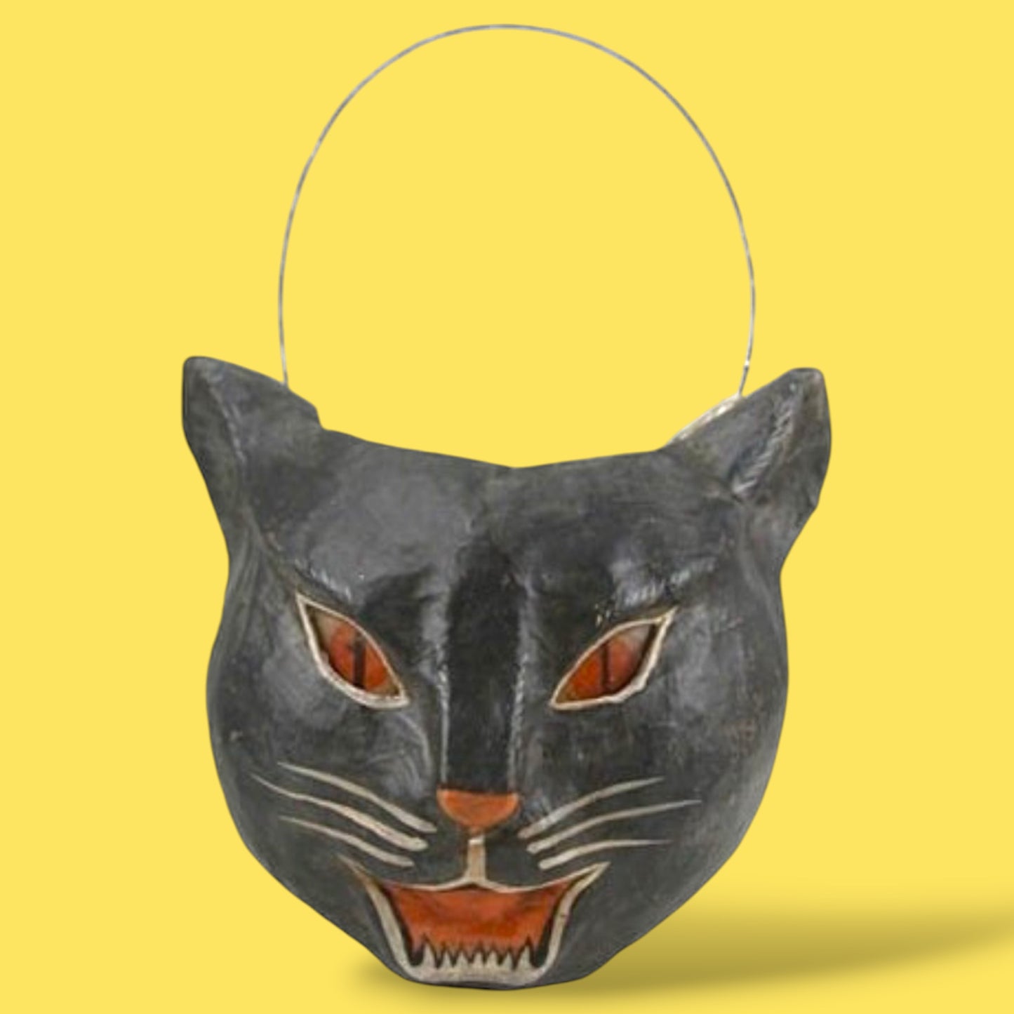 Black Cat Paper Mache Candy Bucket
